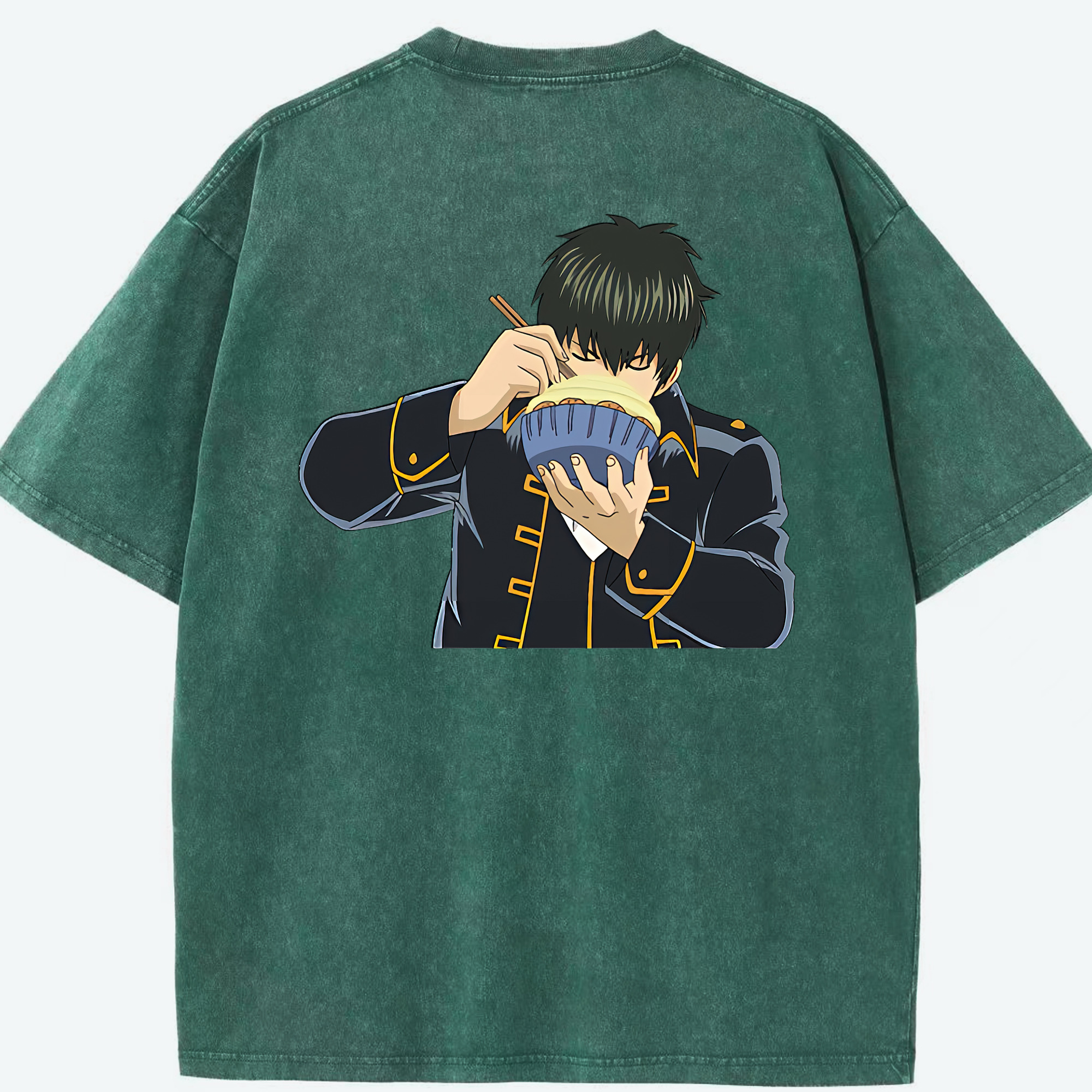 （画像用） ぎんたま 坂田銀時（さかたぎんとき） 神楽 志村新八（しむら しんぱち） GINTAMA Sakata Gintoki Kagura Shimura Shinpachi 綿100% ヴィンテージ風 半袖Tシャツ（背面プリント）
